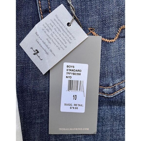 NWT 7 For All Mankind 7FAM Boy's Standard Classic Straight Leg Jeans, Size 10 - Picture 3 of 9